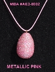 +MBA #AE3-0032  "Light Metallic Pink Glass Seed Beads Egg Pendant"