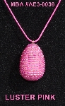 +MBA #AE3-0036  "Luster Pink Glass Seed Bead Egg Pendant"