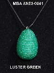 +MBA #AE3-0041  "Luster Green Glass Seed Bead Egg Pendant"