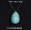 +MBA #AE3-0058  "3 Cut Aqua Blue Glass Seed Bead Egg Pendant"