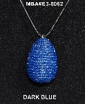 +MBA #AE3-0062  "Dark Blue Glass Seed Bead Egg Pendant"