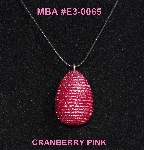 +MBA #AE3-0065  "Cranberry Pink Glass Seed Bead Egg Pendant"