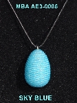 +MBA #AE3-0086  "Sky Blue Glass Seed Bead Egg Pendant"