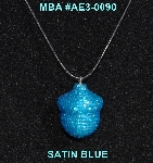 +MBA #AE3-0090  "Satin Blue Glass Seed Bead Acron Pendant"