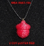 +MBA #AE3-104  "2 Cut Red Luster Flass Seed Bead Acorn Pendant"