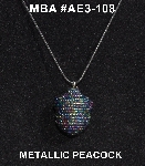+MBA #AE3-108  "Peacock Black Glass Seed Bead Acorn Pendant"