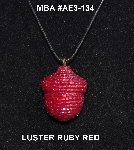 +MBA #AE3-134  "2 Cut Luster Ruby Red Glass Seed Bead Acorn Pendant"