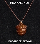+MBA #AE3-138  "Rootbeer Brown Glass Seed Bead Acorn Pendant"