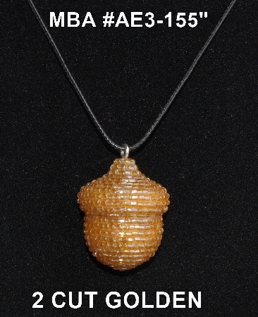 +MBA #AE3-155  "Luster Golden Glass Seed Bead Acorn Pendant"