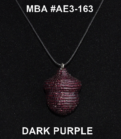 +MBA #AE3-163  "Dark Purple Glass Seed Bead Acorn Pendant"