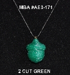 +MBA #AE3-171  "2 Cut Green Glass Seed Bead Acorn Pendant"
