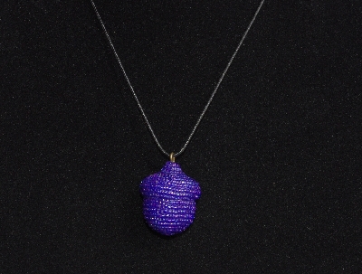 +MBA #AE3-176  "Purple Glass Seed Bead Acorn Pendant"