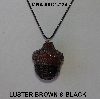 +MBA #AC1-224  "Brown Luster & Black Glass Seed Bead Acorn Pendant"