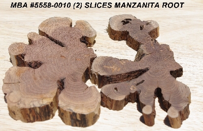 +MBA #5558-0010  " Set Of (2) Manzanita Root Slices