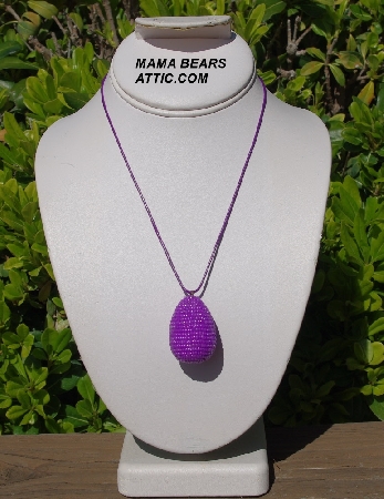 +MBA #5557-0034  "Bright Purple Glass Bead Egg Pendant"