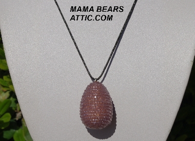+MBA #5557-123  "Lavender Glass Seed Bead Egg Pendant"