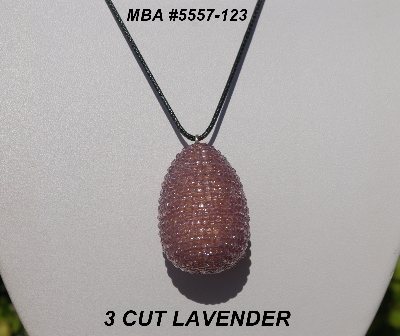 +MBA #5557-123  "Lavender Glass Seed Bead Egg Pendant"