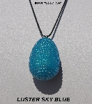 +MBA #5557-184  "Luster Sky Blue Glass Seed Bead Egg Pendant"