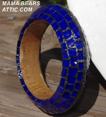 +MBA #5556-244  "Dark Blue Stained Glass Bangle Bracelet"