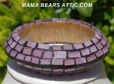 +MBA #5556-269  "Rose Quartz Pink Stained Glass Bangle Bracelet"
