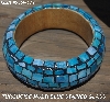+MBA #5556-179  "Turquoise Multi Blue Stained Glass Bangle Bracelet"