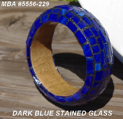 +MBA #5556-229  "Dark Blue Stained Glass Bangle Bracelet"