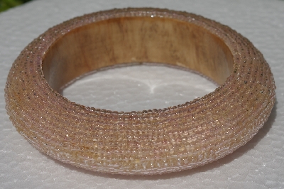 +MBA #5556-556  "Soft Pink Glass Seed Bead Bangle Bracelet"