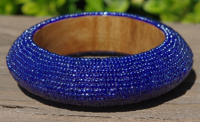 +MBA #5556-578  "Dark Blue Luster Glass Seed Bead Bangle Bracelet"