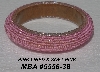 +MBA #5556-388  "Pink Lined & Soft Pink Glass Bead Bangle Bracelet"