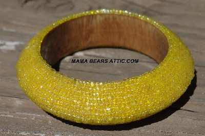 +MBA #5556-507  "3 Cut Yellow Luster Glass Seed Bead Bangle Bracelet"