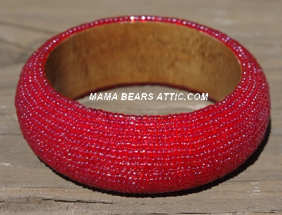 +MBA #5556-645  "Luster Cherry Red Glass Seed Bead Bangle Bracelet"