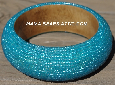+MBA #5556-675  "Luster Blue Glass Seed Bead Bangle Bracelet"