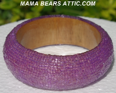 +MBA #5556-683  "Fancy Cut Lavender Glass Seed Bead Bangle Bracelet"