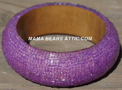 +MBA #5556-683  "Fancy Cut Lavender Glass Seed Bead Bangle Bracelet"