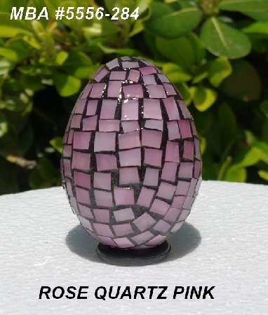 +MBA #5556-284  "Rose Quartz Pink Stained Glass Mosaic Egg"