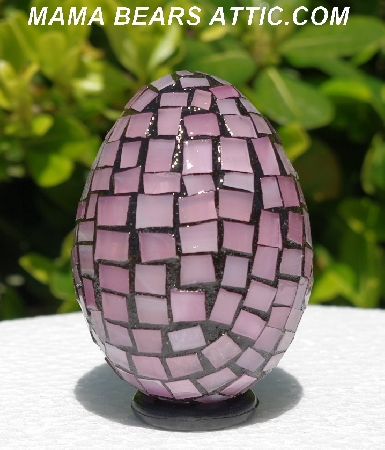+MBA #5556-284  "Rose Quartz Pink Stained Glass Mosaic Egg"