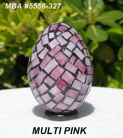+MBA #5556-327  "Multi Pink Stained Glass Mosaic Egg"