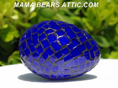 +MBA #5556-357  "Dark Blue Stained Glass Mosaic Egg"
