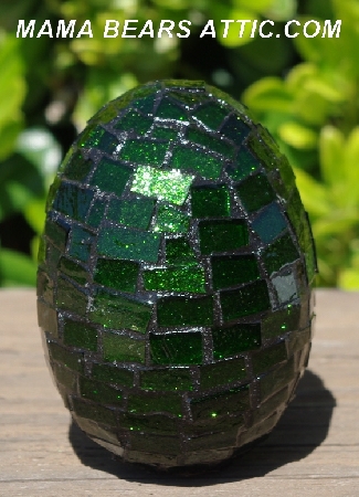+MBA #5556-469  "Large Green Glitter Glass Mosaic Egg"