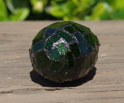+MBA #5556-494  "Small Green Glitter Glass Mosaic Egg"