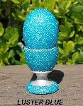 +MBA #5556-452  "Luster Blue Glass Seed Bead Egg With Matching Egg Cup"