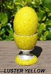 +MBA #5556-457  "Luster Yellow Glass Seed Bead Egg With Matching Egg Stand"