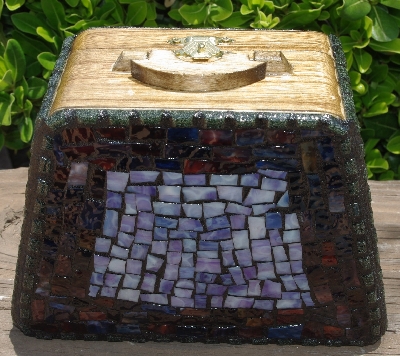 +MBA #5559-003  "Large Multi Colored Stained Glass Purse Shaped Mosaic Jewelry Trinket Box"