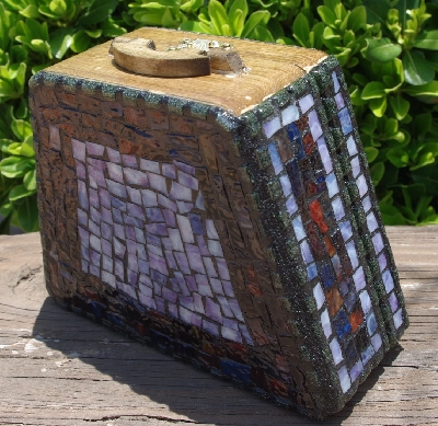 +MBA #5559-003  "Large Multi Colored Stained Glass Purse Shaped Mosaic Jewelry Trinket Box"