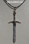 +MBA #5600-0247  "Vintage Sterling Silver Evil Angel Sword Pendant With 18" Black Waxed Cord"