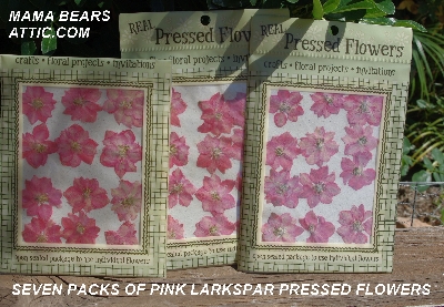 +MBA #5600- 351  "Set Of (7) Packs Of 12 Eack Pink Larkspar Real Press Flowers By Pressed Petals"