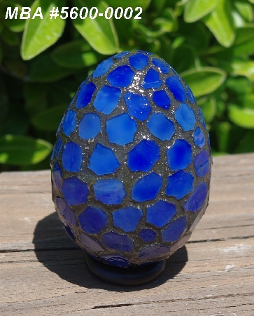 +MBA #5600-0002   "Blue Stained Glass Mosaic Egg"
