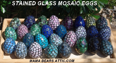 +MBA #5600-0018  "Dark Purple Stained Glass Mosaic Egg"