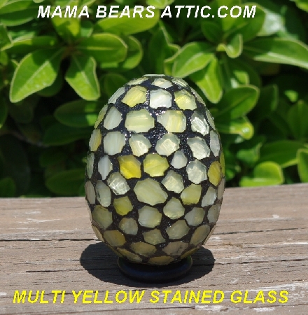 +MBA #5600-0027  "Multi Yellow Stained Glass Mosaic Egg"