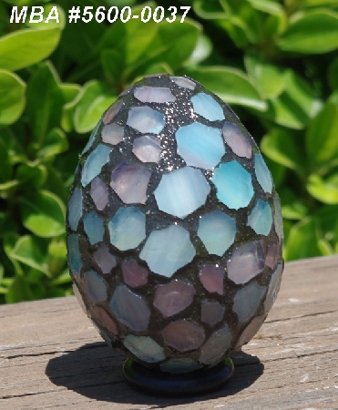 +MBA #5600-0037  "Sky Blue & Lavender Stained Glass Mosaic Egg"